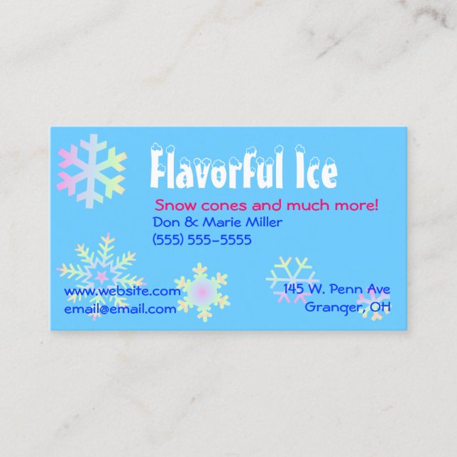 Pastel Snowflakes Business Card (Front)
