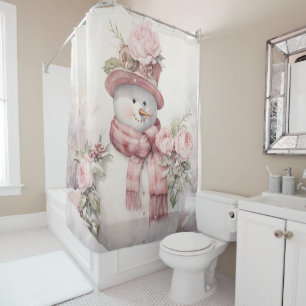 Pastel Snowman Shower Curtain