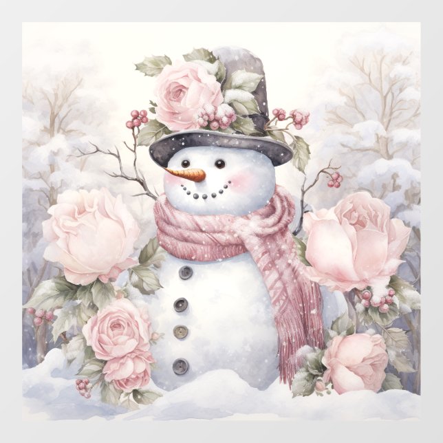 Pastel Snowman Window Cling (Sheet)