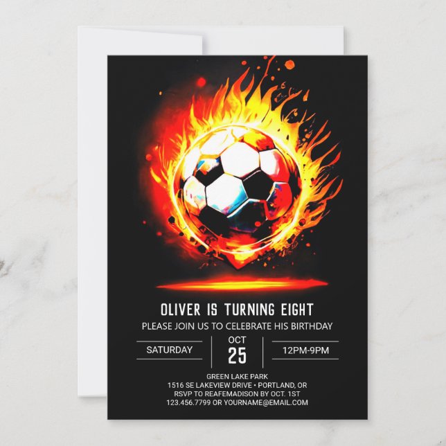 Pastel Soccer Digital Kids Birthday Invitation (Front)