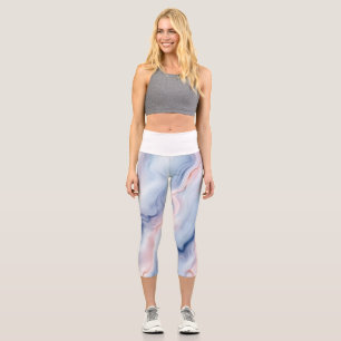 🎨 Pastel Soft And Elegant Marble Pattern🎨 Capri Leggings