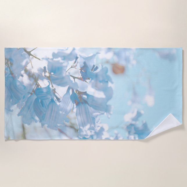 Pastel Soft Blue Jacaranda Tree Flowers Blossoms Beach Towel (Front)