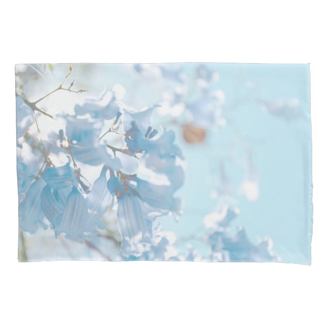 Pastel Soft Blue Jacaranda Tree Flowers Blossoms Pillowcase (Front)