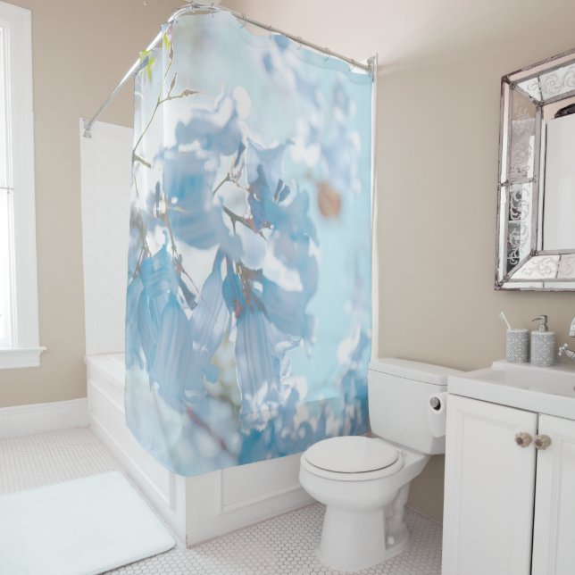Pastel Soft Blue Jacaranda Tree Flowers Blossoms Shower Curtain (In Situ)