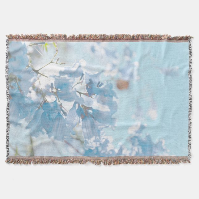 Pastel Soft Blue Jacaranda Tree Flowers Blossoms Throw Blanket (Front)