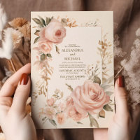 Pastel Soft Blush Peach Floral Wedding 