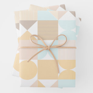 Pastel Soft Colour Abstract Geometric Pattern Wrapping Paper Sheet