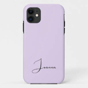Pastel Soft Lilac Solid Colour Minimalist Name iPhone 11 Case