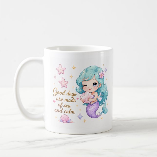 Pastel Soft Luxury Ocean Coffee Cup (Left)