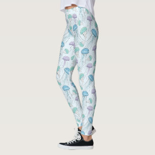 Pastel soft multicolor glowing jelly fish pattern leggings