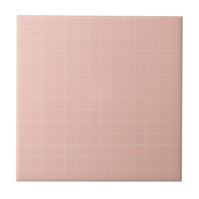 Pastel Soft Pink & Pale Yellow Chequered Pattern Tile (Front)