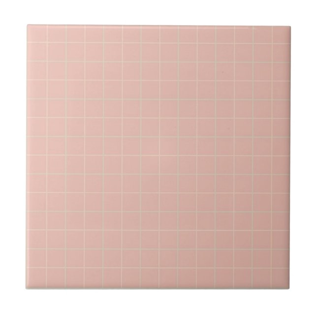 Pastel Soft Pink, Yellow & Mint Green Chequered  Tile (Front)