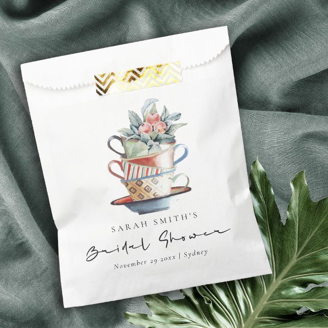 Pastel Soft Stacked Cups Bridal Shower Tea Party Favour Bags (Creator Uploaded)