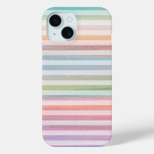 Pastel Soft Stripes Colourful Watercolor Pattern iPhone 15 Case