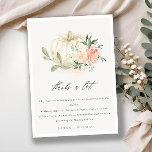 Pastel Soft White Pumpkin Blush Floral Wedding Thank You Card