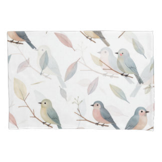 Pastel Songbirds Watercolor Pillowcase