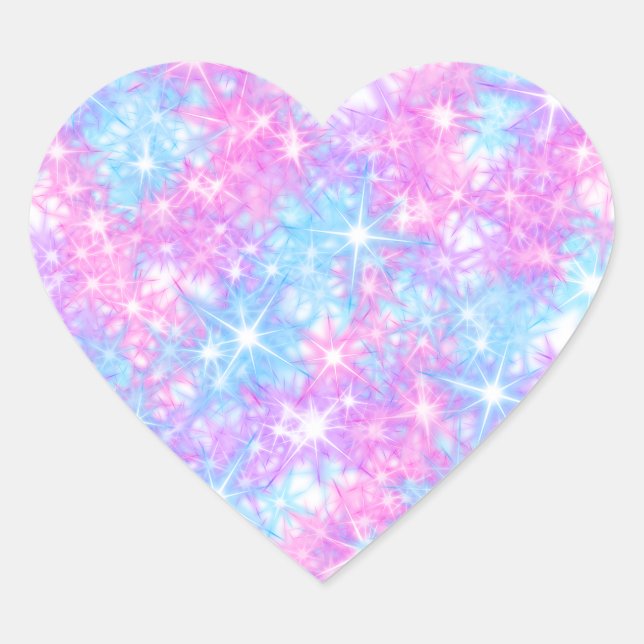 Pastel Sparkle Star Heart Sticker (Front)