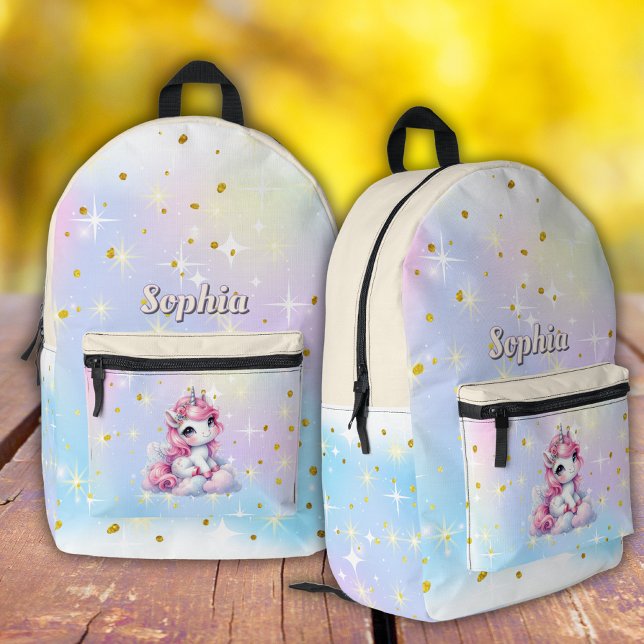 Pastel sparkle unicorn magical cloud printed backpack (Creator Uploaded)