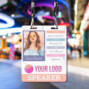 Pastel Sparkles Influencer Conference Speaker ID Badge