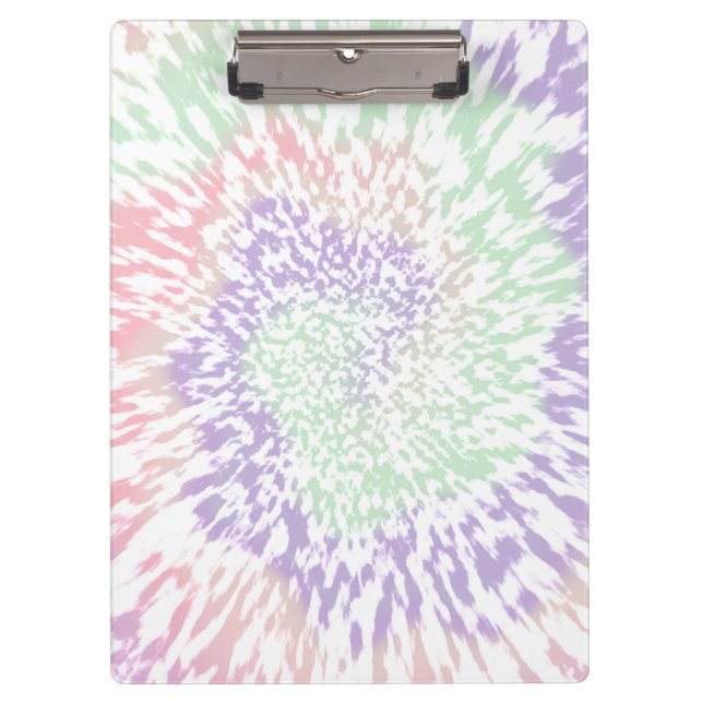 Pastel Spiral Shibori Floral Tie Dye Hippie Retro  Clipboard (Front)