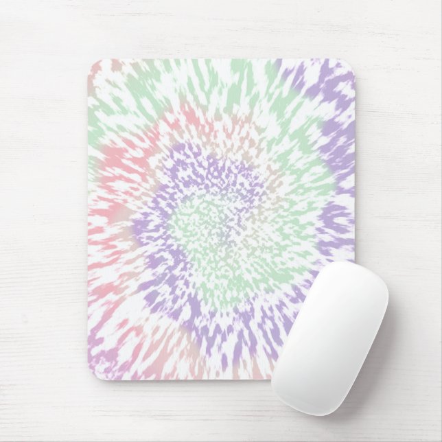 Pastel Spiral Shibori Floral Tie Dye Hippie Retro Mouse Mat (With Mouse)