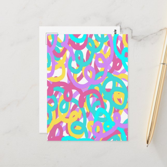 Pastel Spirals Abstract Print Postcard (Front/Back In Situ)
