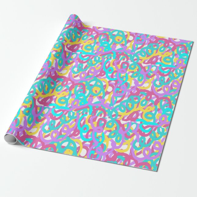 Pastel Spirals Abstract Print Wrapping Paper (Unrolled)