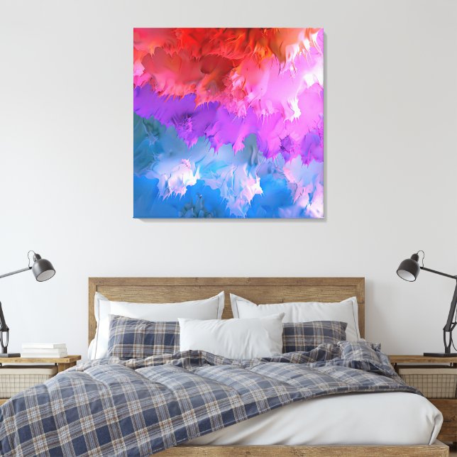 “Pastel Splatter” Colourful Abstract Art  Canvas Print (Insitu(Bedroom))