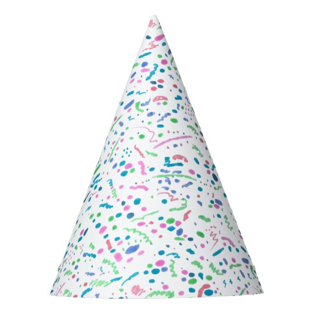 Pastel Splatter Confetti Print Party Hat (Front)