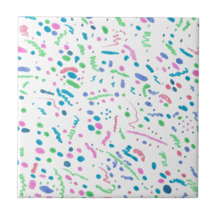 Pastel Splatter Confetti Print Tile