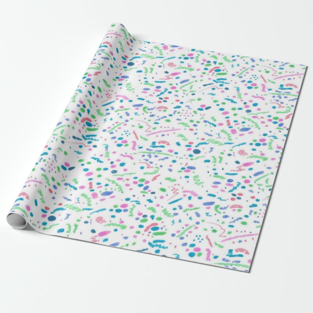 Pastel Splatter Confetti Print Wrapping Paper (Unrolled)