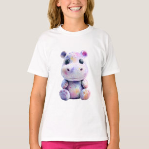 Pastel Splatter Galaxy Hippo Kids T-Shirt