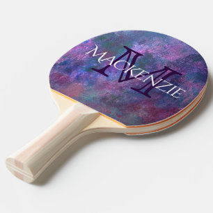 Pastel Splatter Pink Purple Blue Green Monogram Ping Pong Paddle