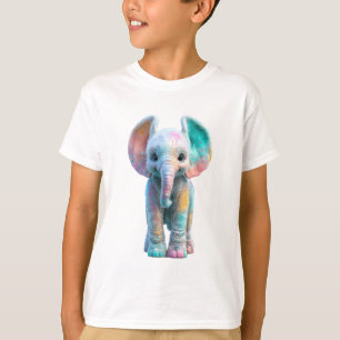 Pastel Splattered Rainbow Baby Elephant Kids T-Shirt