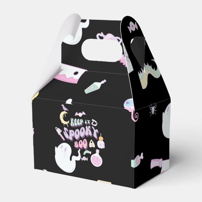 Pastel Spooky Ghost & Gang Black Halloween Favour Box (Front Side)