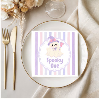 Pastel Spooky One Ghost Birthday Napkins