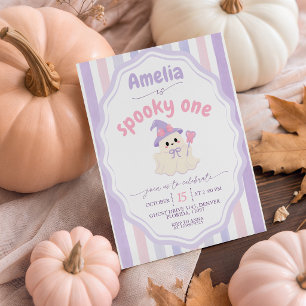Pastel Spooky One Ghost Girl 1st Birthday Invitation