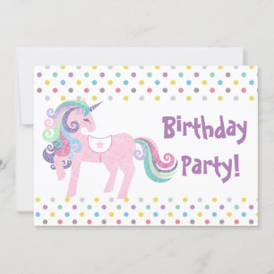 PASTEL SPOT AQUA PINK BIRTHDAY PARTY INVITATION