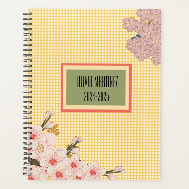 Pastel Spring Bloom-Plaid Weekly-Monthly Planner (Front)