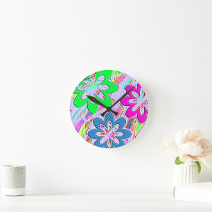 Pastel Spring Blossoms Round Clock