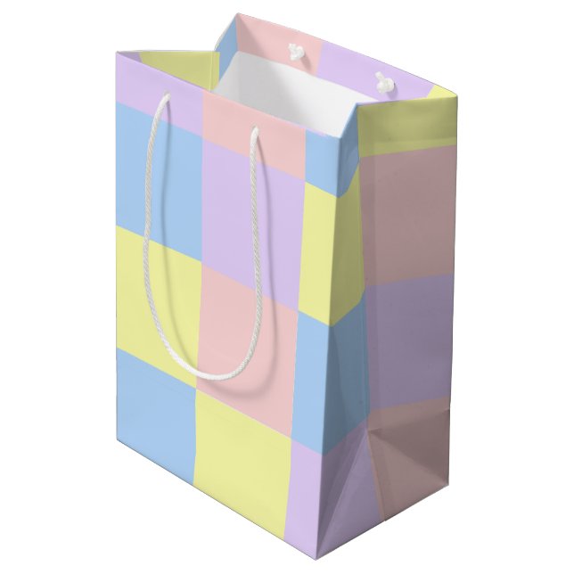 Pastel Spring Checkers Medium Gift Bag (Back Angled)