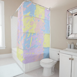 Pastel Spring Colours Paint Splatter Shower Curtain