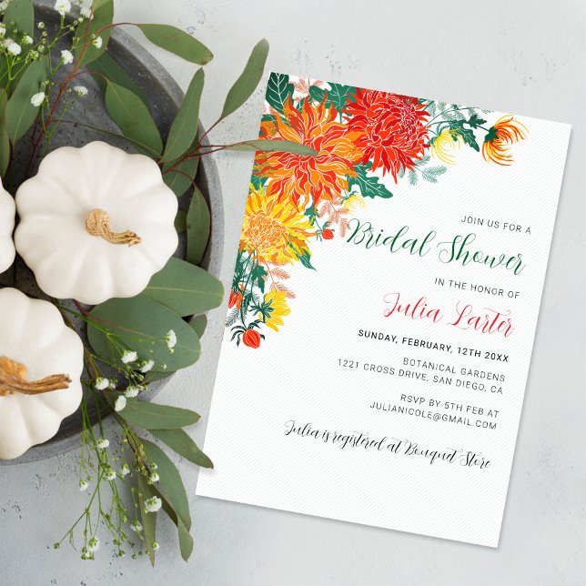 Pastel Spring Dahlia Floral Wreath Bridal Shower Invitation (Creator Uploaded)