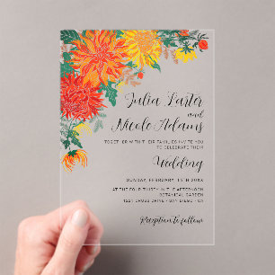 Pastel Spring Dahlia Wildflowers Wreath Wedding Acrylic Invitations