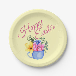 Pastel Spring Floral Arrangement Paper Plate