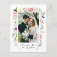 Pastel Spring Floral Blooms Wedding Thank You