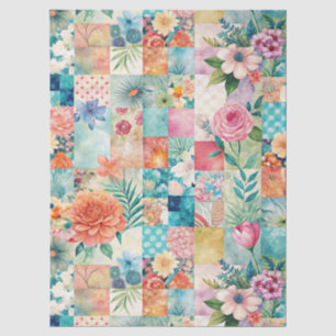 Pastel Spring Floral Patchwork Decoupage Paper