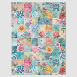 Pastel Spring Floral Patchwork Decoupage Paper