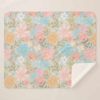 Pastel spring floral pattern 01 sherpa blanket