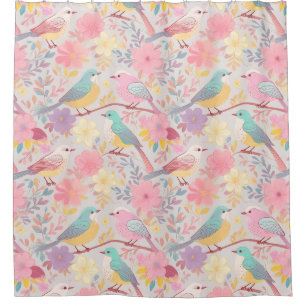 Pastel spring floral pattern 02 shower curtain